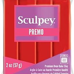 Sculpey Premo Polymer Oven-Bake Clay, Cadmium Red Hue, Non Toxic, 2 oz. bar, Great for jewelry making, holiday, DIY, mixed media and more. Premium clay Great for clayers and artists.-picture-11