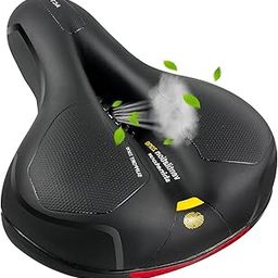 FCCRACING Wide Bike Seat Cushion - Dual Shock Absorbing Memory Foam Saddle for Men Women. Ergonomic Bicycle Seat for Road, Mountain & Spinning Bikes Comfort-21
