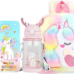 Urban Festivities Unicorn Fur Bag With Unicorn Geometric Box,Bottle,Pencil Set For Girls Birthday Gifts For Kids Girls (set of 4)-image-68
