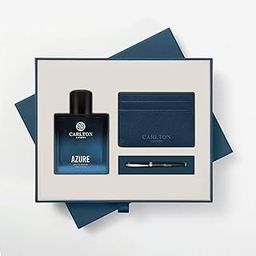 Carlton London Men's Azure Eau de Toilette Gift Set 50ml Perfume Card Holder Pen Blue-image-10