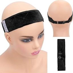 GEX Upgraded Wig Grip Band with Adjustable Elastic Closure Flexible Velvet No Slip Wig grip Headbands Cap for Wigs(Black)-43