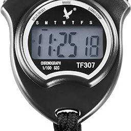 F FABOBJECTS® Timer Stopwatch Single Row 2 Memories Stopwatch with Time Date Display Digital Sports Timer-48