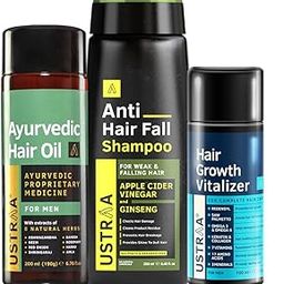 USTRAA Hair Growth Vitalizer - 100ml - Boost hair growth, Anti Hair Fall Shampoo 250ml - Clinically tested to reduce hairfall by 64% & Ayurvedic Hair Oil 200ml - with 8 Natural Herb extracts-image-17