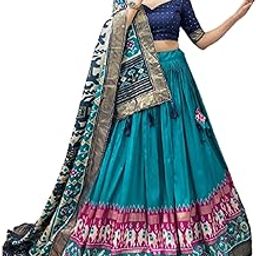 Women's Heavy Tussar Silk Fabric With Patola Print With Foil Work Stitched Lehenga Choli For Womens And Girls-image-81