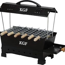KGF 2-in-1 Portable Barbecue Grill & Offset Smoker Barbecue Oven Set – 1200W Stainless Steel Element, 13-Inch Size, Complete with Tong, Skewers, Ideal for Home, Camping, and Outdoor Grilling (BLACK)-picture-24