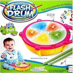 thelintu 3D Flash Drum Toy with Flash Light & Music Effects | Dynamic Musial Instrument Toy with 2 Mallets for Toddlers | Blue Color, Power Source: 3xAA Battery (Not Included)-6