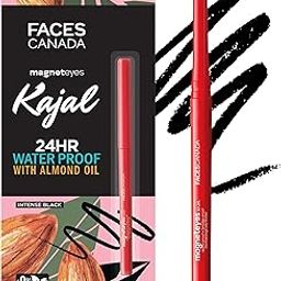 FACESCANADA Magneteyes Kajal Stick - Black, 0.35 Gm | 24 Hr Long Stay | One Stroke Smooth Glide | Waterproof, Smudgeproof & Fadeproof | Deep Matte Finish | Enriched With Almond Oil & Vitamin E-13