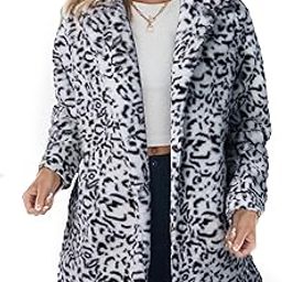 Women's Faux Fur Jackets Autumn Winter Leopard Coats Loose Fur Coat with Pockets-39
