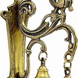 ESPLANADE Brass Wall Bracket Wall Hanger for Hanging Diya Lamp | Wall Decor | Peacock with Bells - 8.5" Inches-image-24