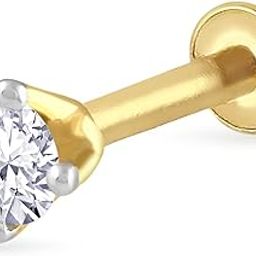 IGI Certified 0.1 Carats Diamonds with VVS Clarity & EF Colour Adorned on 18kt (750) Yellow Gold Nosepin For Women-image-14