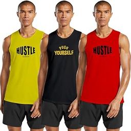 Gym Vest Workout Tank Top Set, 3 Pack, Men's Fitness Muscle Shirts Multicolour F096-image-75