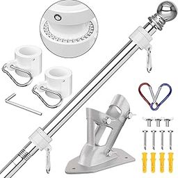 ZMTECH Flag Pole - Upgraded Bracket, 6 FT Stainless Steel Flag Poles for Outside House, Residential or Commerical, Tangle Free Flag Pole Kit for American Flag (Without Flag, Silver)-image-22