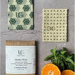 Madhu Wrap Reusable Beeswax Food Wraps- Set of 2 Medium Wraps in Organic Fabric(Cotton, Multicolor)-picture-12