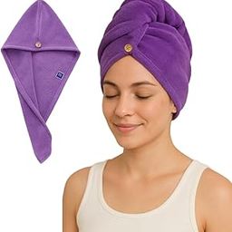 Microfiber Head Towel Wrap for Women & Girls | Quick Dry Hair Drying Towel for Long Hair | Soft Lightweight Spa Cap for Home, Travel & Gym | Green | Super Absorbent Pack of 2-image-52
