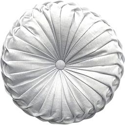 UJEAVETTE Pintuck Pillow Round Pumpkin Floor Pillow for Chair Couch Light Gray-Cotton-image-38