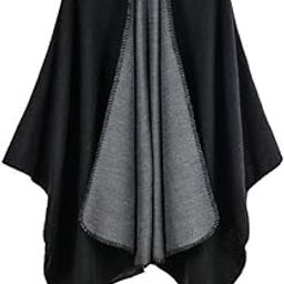 Brown Women's Warm Winter Knitted Shawl Ruana Wraps Wrap Cape Winter Sweaters Open Front Poncho cape Open Coat for Female Girl Women-14