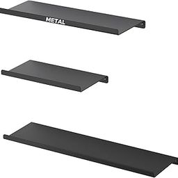 OrganizeMee® Metal Floating Shelf for Wall Set of 3 Floating Metal Shelves (17"+13"+9") | Modern Nordic Design | Wall Storage for Living Room, Bedroom, Kitchen orgnizer (Black Set of 3)-13
