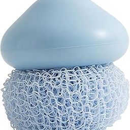 UJEAVETTE Durable Dish Cleaning Ball Kitchen Cleaning Brush for Cleaning Bowl Dish Nylon Blue-image-2