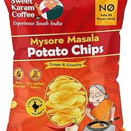 Sweet Karam Coffee Potato Chips | Mysore Masala Flavor – 60grams | No Palm Oil & Preservatives | Handcrafted Crispy Potato Wafers | Authentic South Indian Crunchy Tea-Time Snack-image-33