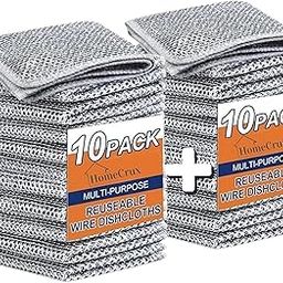 HOMECRUX Non-Scratch Dish Wash Cloth (Pack of 20), Steel Wire Dish Cloth, Wire Dishwashing Rags for Wet and Dry Stainless Steel Scrubber Non-Scratch Wire Dishcloth for Washing Dishes Sinks Counters-image-36