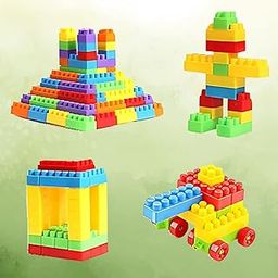 PlayMagic Made in India 260 Pcs Plastic Builder Play n Learn Building Blocks with Wheel for Kids| Educational & Learning Toy for Kids |Building Blocks for 3 Years + Best Birthday Gift-23