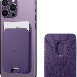 Spigen Valentinus (Magfit) Magnetic Card Holder up to 2 Cards, MagSafe Wallet Designed for iPhone 16/15/14/13/12 Models - Purple-17