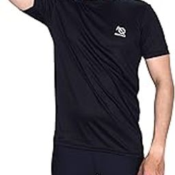 Spandex Men's Regular Fit Tights with Half Sleeves Tshirt | Adjustable, Breathable,Quick Drying Set for Swimming, WaterParks, Surfing & Other Sports - Black-image-90