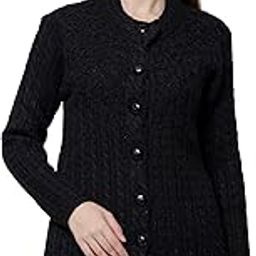 Embroidered Woollen Round Neck Cardigans with Pockets for Women-image-53
