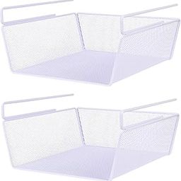 Styleys Under Shelf Baskets - Mesh Wire Rack Shelf Organizer Hanging Baskets for Office Kitchen Pantry Organization and Storage (17-inch, White), 2 Pieces - S11036-picture-16