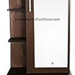 CASPIAN Engineered Wood Single Door Wooden Vanity Dressing Table (Brown) | Pre-Assembled Furniture with Mirror | Bedroom Storage for Makeup & Accessories Organizer | 6 Shelves & 2 Drawers-5