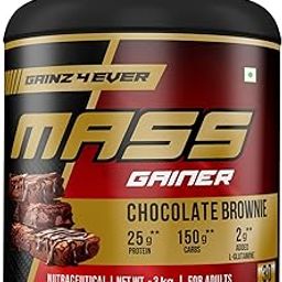 Gainz4Ever Mass Gainer Protein Powder – 25g Protein, 150g Carbs, 2g L-Glutamine, 30 Servings, 3kg, for Adults (Chocolate Brownie Flavor)-image-66