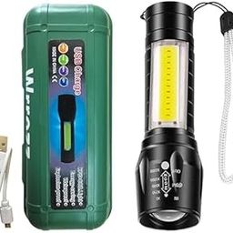 SRUJAMEE Led Flashlight Rechargeable USB Torch Mini Small Light Super Bright Handheld Tiny Portable Pocket Flash Light with COB Side Searchlight High Lumens 1Pack-image-4