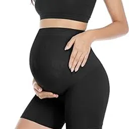 eleg & stilance Women's High Waist Cotton Long Shorts Underwear Full Coverage Maternity Panties for Pregnancy and C-Section-picture-3
