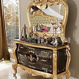 Classic Wood and Craft Wooden Dresser in Teak Wood, Golden Polish, Saharanpur (Without Mirror)-17