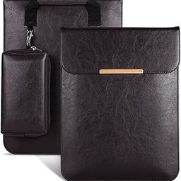 SwooK Laptop Sleeve 13 inch Case for 2020 M1 MacBook Air New 13.3, 12.9" iPad Pro, 13.5" Surface, MateBook X, PU Leather Waterproof Computer Cover Bag with Pouch, Coffee-picture-18
