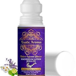 Exotic Aromas Magnesium Lotion Roll on, with topical magnesium chloride | Soothes Muscle Cramps| Promotes Good Sleep | Quick Post Workout recovery| Non Greasy-75ML-98