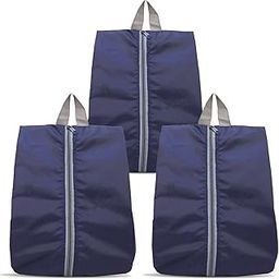 Shoe Storage Organizer Bags Set, Water-Resistant Nylon Fabric with Sturdy Zipper for Traveling (Navy Blue- 3 Piece)-picture-18