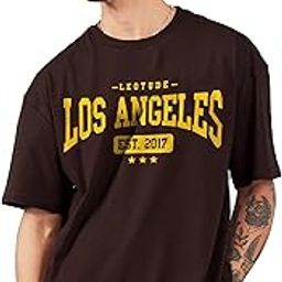 Women's Oversized Cottonblend Half Sleeve Drop Shoulder Printed Tshirt (Color Brown)-image-4