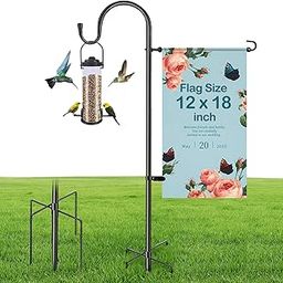IVOODi Garden Flag Stand with Shepherd Hook Design, 48 Inch Heavy Duty 1/2 Inch Thick Metal Pole - Weatherproof Outdoor Yard Stake for 12x18 Flags & Solar Lights, Rust-Resistant Lawn Decor-image-44