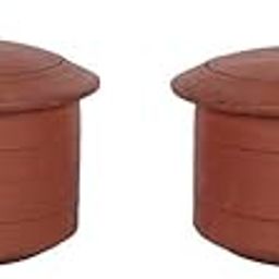 Village Decor Handmade earthen Clay Natural Yogurt Maker/Clay Curd Pot with lid 500ML (Pack of 2)-16