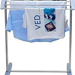Niralasa Steel and Plastic Made Multi-Purpose Mobile Towel and Cloth Rack Holder for Domestic Purposes Multi-Functional Mini Clothes Rack for Drying Holder, Towel Stands-image-0