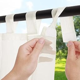 RYB HOME Outdoor Indoor Voile Drape Panels Mildew Resistant Water Repellent Polyester Silver Tab Top Sheer Curtains For Porch, White-image-21