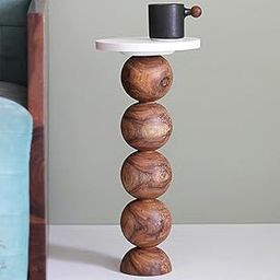 Liva Solid Wood End Table - Abstract Designer Side Table for Living Room and Bedroom - Brown Finish, Sheesham Ball Pack Sofa Table |-image-21