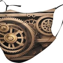 YYHWHJDE Adult Masks Washable Soft breathable Suitable for camping, running, traveling daily use Gold mechanical gear Pattern-image-74
