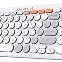 Amkette Optimus Bluetooth XL 4 in 1 Wireless Keyboard/Bluetooth Keyboard | 2.4GHz + 3X BT Connectivity | Full-Size Ergonomic Design | Multi-OS Compatible | Retro Pop Silent Membrane Keys (White)-image-102