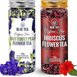 BLUE TEA - COMBO - Butterfly Pea Flower Tea - 25g & Hibiscus Tea - 50g || SUPER ANTIOXIDANT || Flower Based - Caffeine Free | Detox Tea | Featured In Shark Tank | Pet Jar Pack-21