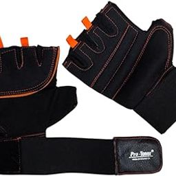 Protoner Gym Gloves with Wrist Support, Unisex, Black and Orange, Fingerless Design-image-18