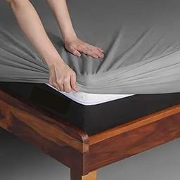 Everdecor Sapphire Quilted 180GSM Waterproof Fitted King Bed Size Ultra Soft & Hypoallergenic Mattress Protector with Fitted 72x78 (Gray, 36X72)-image-10