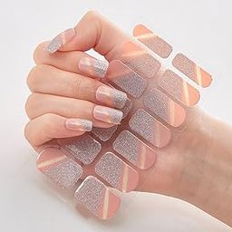 3D Nails Stickers for Women, Girls, Female & Kids Waterproof Nail Art Glittery Luxury Extension Peel Off Self-Adhesive DIY Nails Stickers 14 Tips DQ-040 (Multicolored)-image-73