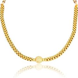 Traditional South Indian Temple 1 Gram Gold 18KT Maharashtrian Tanmani Pearl Mala Thushi Mangalsutra Necklace Choker Jewellery Set for Women & Girls - THUSHI-105 (Gold)-image-34